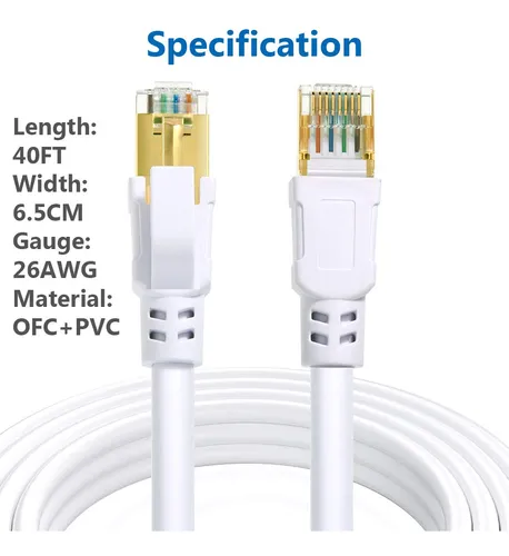 Cable Ethernet Cat8 - Velocidad Maxima De Red