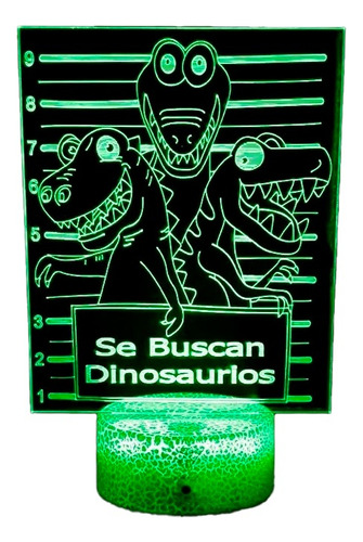 Lámpara 3d Dinosaurios Base Agrietada + Control Remoto+pilas