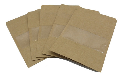 Imagen 3 de 7 de 50 Bolsas Papel Kraft Doypack 10x15x4 Cms Cierre Hermetico
