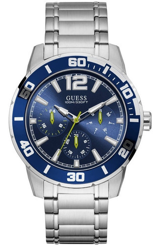 Reloj Guess Trek U1249g2 W1249g2 En Stock Original Color De La Correa Plateado Color Del Bisel Azul Color Del Fondo Azul