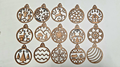 Set 15 Chirimbolos  Adornos Navidad Madera Ideal Decorar