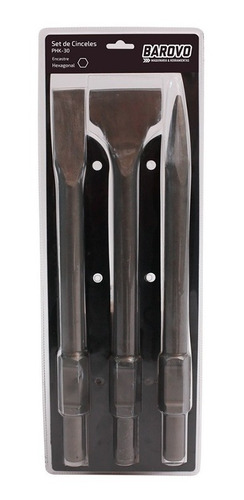 Set 3 Cinceles Hexagonal Punta Planos 410mm Phk30 Barovo