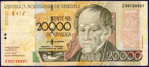 Billete De 20000 Bolívares Z8 Mayo 25 2004 Simón Rodríguez