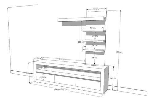 Mueble Tv Ref: Tradicional De 200 Cm En Madera Lacada Repisa