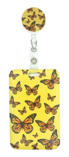 Porta Credencial + Yoyo Mariposas Naranja