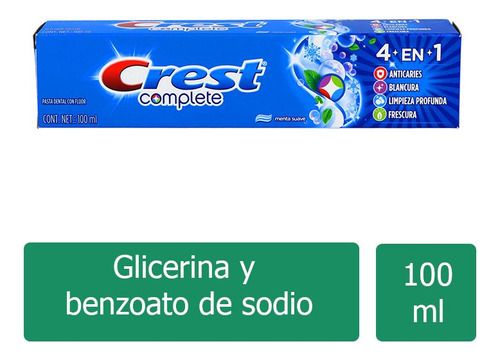 Pasta Dental Crest Complete Caja Con Tubo Con 100 Ml