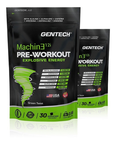 Gentech Pre Workout Machine 12i X 30 Sobres Sin Tacc