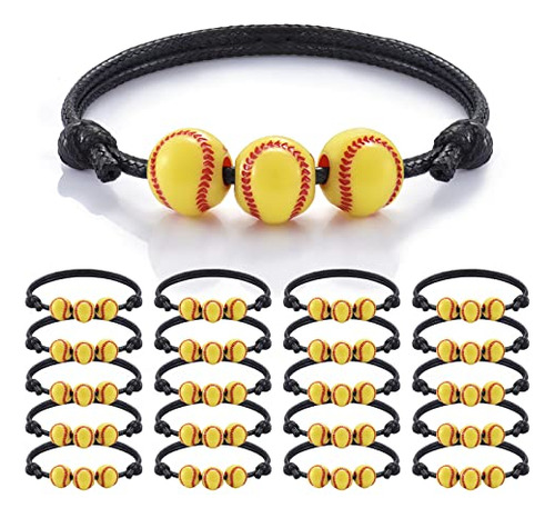 20 Pack Softball Bracelet Party Favors Yellow Softball ...