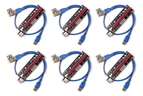 Jacobsp 6 Pack Pci-e Riser Express Cable 16x To 1x Dual-6pin