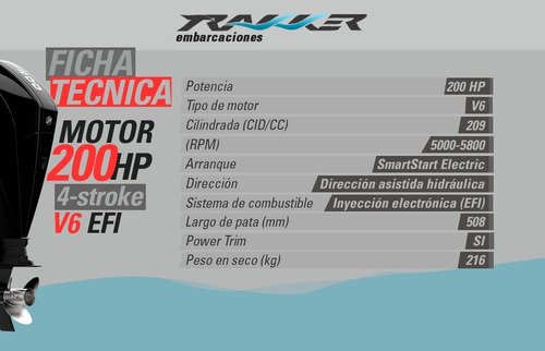 Imagen 2 de 17 de Motor Fuera De Borda Mercury 200 Hp V6 L 4 Tiempos Trakker