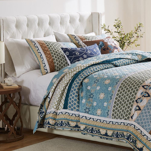 Juego De Cama Acolchada 2 Piezas Individual Xl Azul