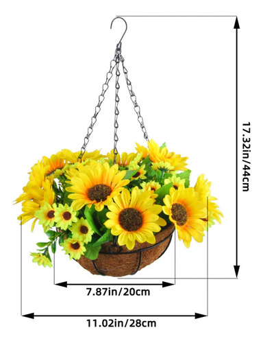 Flores Artificiales En Cesta Colgante, Maceta Para Colgante