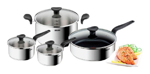 Batería De Cocina Imusa 8 Piezas Primary Acero Inoxidable