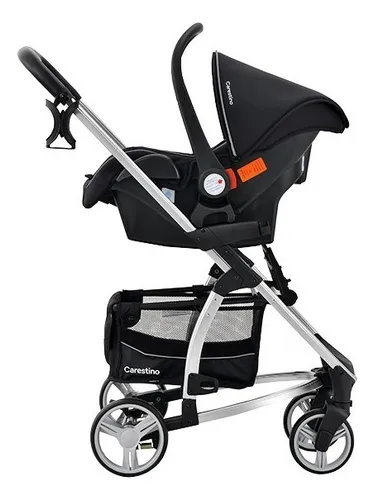 Cochecito Carestino London Negro + Huevito + Accesorios Color del chasis Plateado