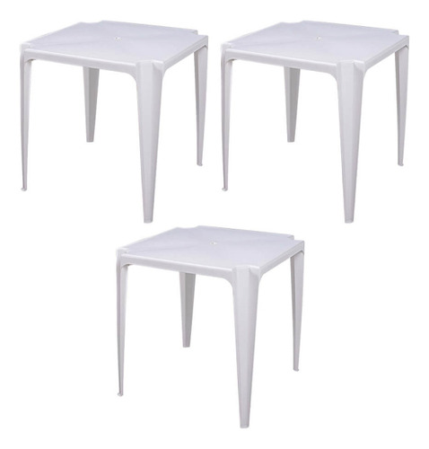 Kit Com 3 Mesa De Plástico Bela Vista - Branca - Mor Cor Branco