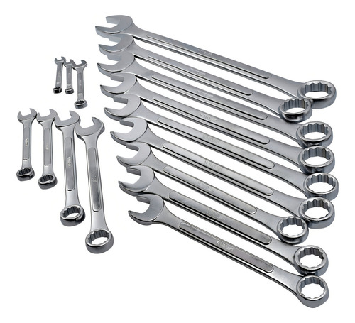 Juego de 16 llaves milimétricas mm combinadas Española- Estriada de acero con estuche de vinil portátil de uso profesional Modelo KN 3200-16M KNOVA