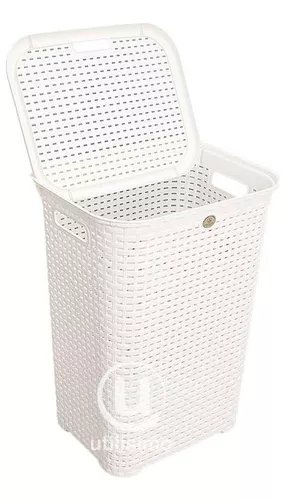 Kit 2 Cestos de Plástico La Ardilla Con Tapa para Ropa Tipo Rattan (Rosa)