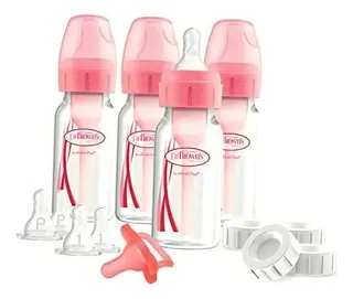 Set De Biberones Dr Browns Options + Estándar 4 Oz Rosa