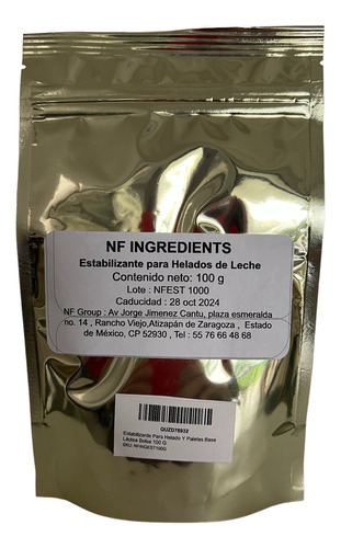 Estabilizante Para Helado Y Paletas  Base Láctea Bolsa 100 G