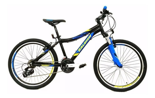 Mountain bike infantil Raleigh MTB Scout  2023 R24 21v frenos v-brakes cambios Shimano color negro/azul/amarillo  