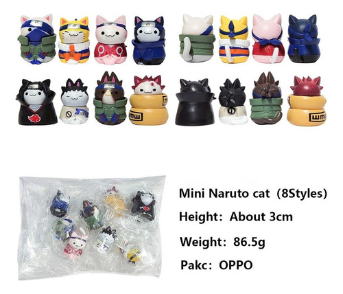 Figura De Acción De Naruto Kit 8 Bonecos Gato Modelo Q Versi