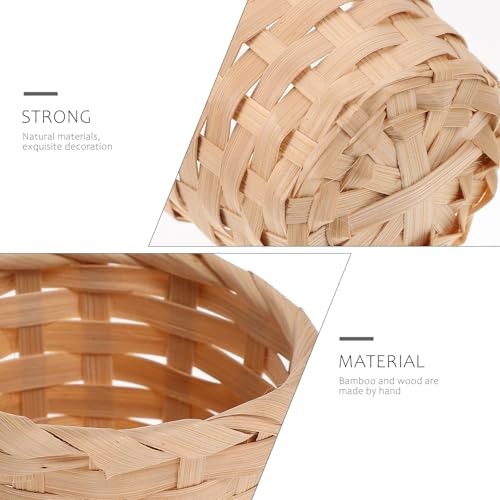 Set De 10 Mini Cestas Tejidas De Madera Artificial
