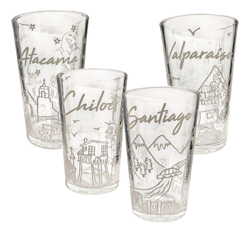 Set 4 Vasos De Vidrio Vasos Vidrio Jugo Juego De Vasos Chile Arcashopping Vasos Shoperos Vasos Postres Vasos Cerveceros Vasos Con Diseño Vasos Chilenos