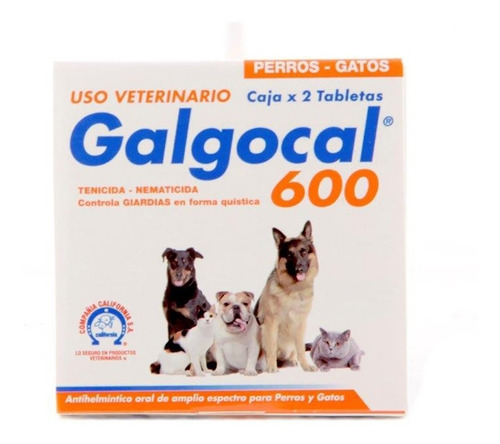 Galgocal 600 Desparacitante Perros - Unidad a $7500