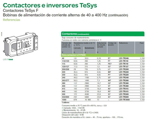 Bobina Para Contactor Lc1-f500 Lx1-fk415 415vac Telemecaniqu