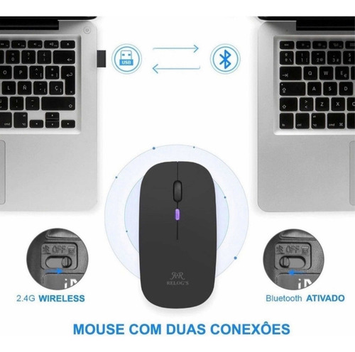 Mouse Hmaston Wireless Recarregável Led Rgb 2.4 Ghz Sem Fio