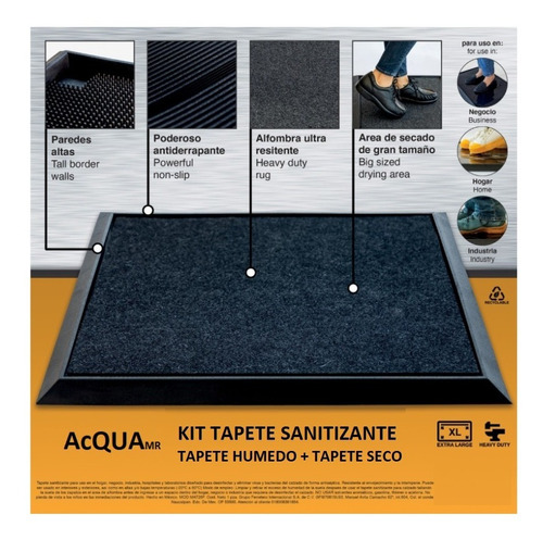 Kit - 2 Tapetes Sanitizante Húmedo + Seco, Hogar Y Comercios