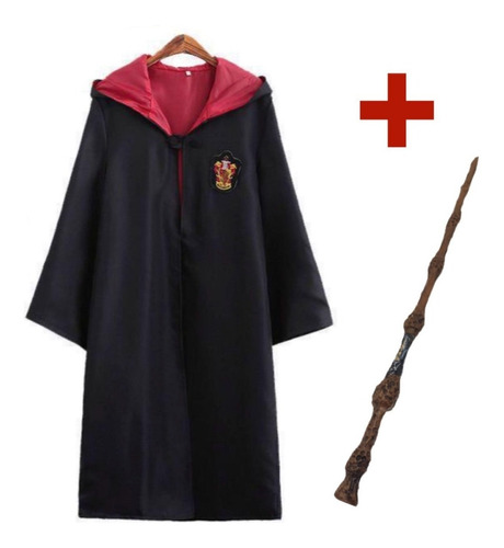 Cosplay Harry Potter Capa Gryffindor + Varita Dumbledore Hp