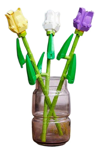 Kit 3 Tulipas 3d: Blocos De Montar Para Criar E Decorar 102 3 Tulipas Em Blocos De Encaixe