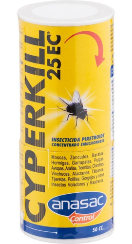 Insecticida Cyperkill 25 Ec 50 Cc Plagas Hogar Afj