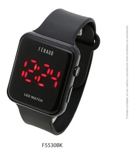 Reloj Digital Led Rectangular Hombre Feraud F5530 Gtía