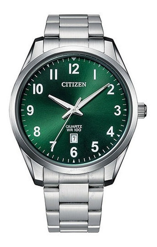 Reloj Citizen Original Hombre Plata Bi1031-51x Time Square Color de la correa Plateado Color del bisel Plateado Color del fondo Verde