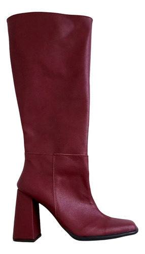 Botas Largas Bucaneras Bordo Con Taco Mujer Invierno Cuero