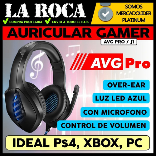 Auricular Gamer Microfono Luz Led Gaming Xbox Ps4