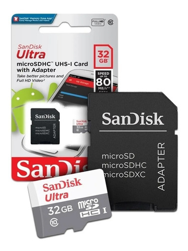 Cartão Memoria Microsd 32gb Sandisk Classe 10 Ultra 80mb/s