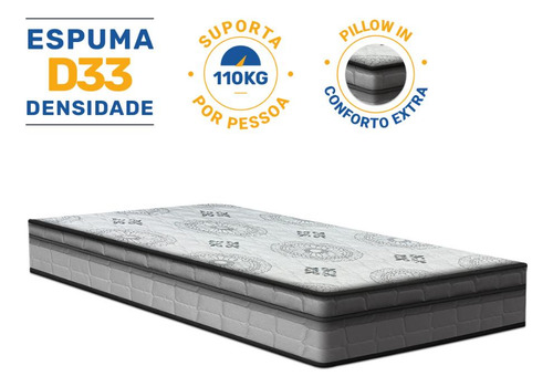 Colchão De Espuma D33 Pillow In Anjos Ortosleep Solteiro 88