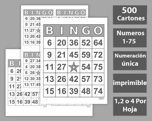 750 Tablas De Bingo En Pdf Imprimible Letra Grande Divertid