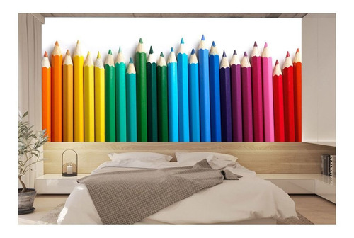 Adesivo De Parede Infantil Lápis Coloridos 3d 5m² Azs100