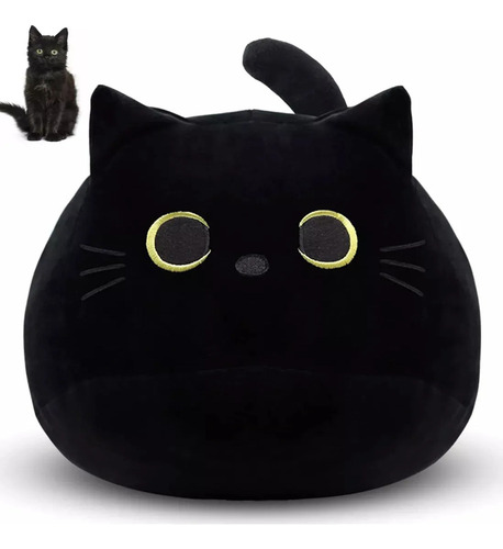 Cx Travesseiro De Pelúcia De Gato Preto Para Crianças, Macio
