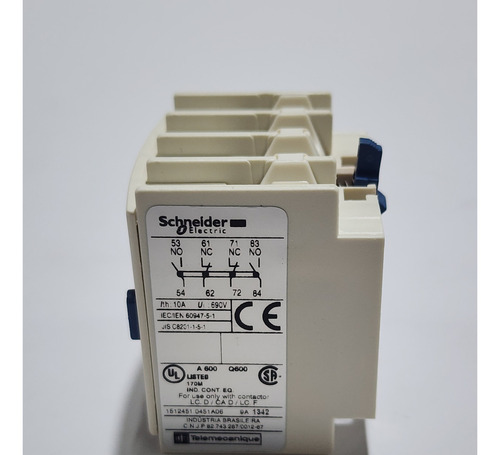 Bloco Contato Auxiliar Para Contator Frontal 2Na+2Nf Cinza Escuro Ip20 LADN22 Schneider Electric