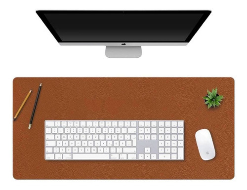 Mouse Pad Tapete De Mesa Preto Couro Ecologico Fino 70x30 Cm Cor Marrom