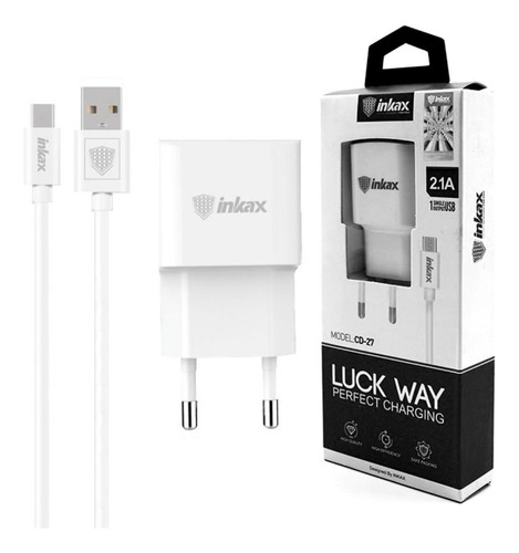 Cargador Inkax 2.1a C/cable Lightning - Modelo Cd-27