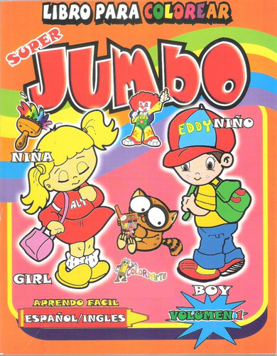 Imagen 1 de 4 de Libro Colorear Iluminar Jumbo Español Ingles Preescolar Niño