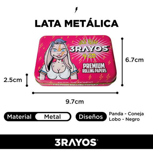 Kit Armador De Cigarrillo + Sedas Y Tips X 100 + Lata 3rayos Coneja