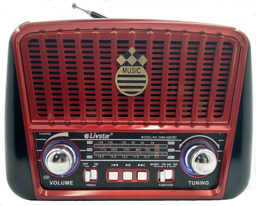 Radio Retro Portátil Bluetooth Recarregável Com Alça 2257