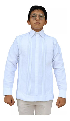 Guayabera Yucateca Modelo Panal, Tela Lino Flame 